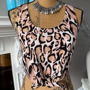 Aritzia Babaton Leopard Print Twist Knot Front Tank Top Small